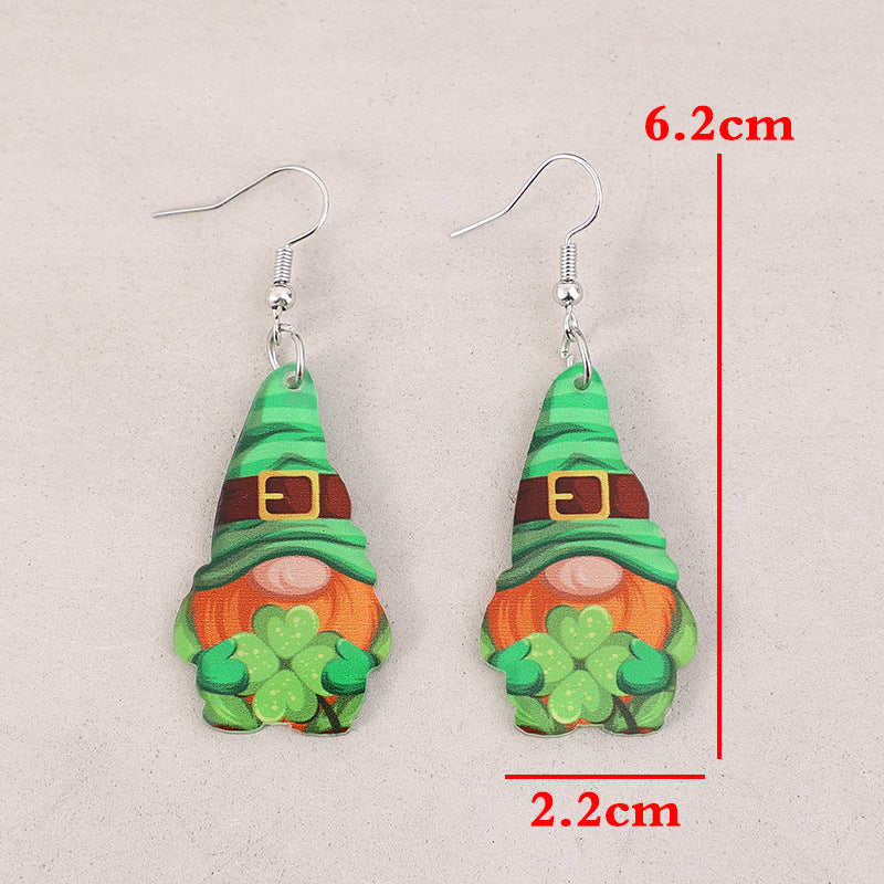 Wooden Alloy Dangle Earrings