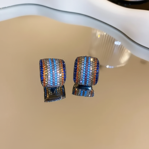 Contrast Inlaid Zircon Earrings