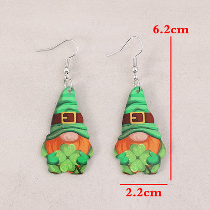 Wooden Alloy Dangle Earrings