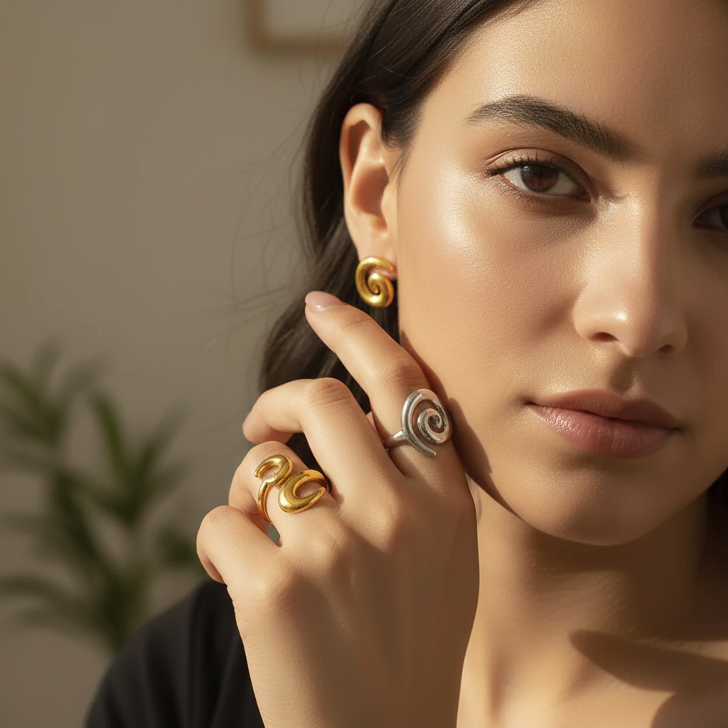 Titanium Steel Spiral Shape Ring