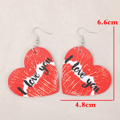 I LOVE YOU Heart Leather Earrings