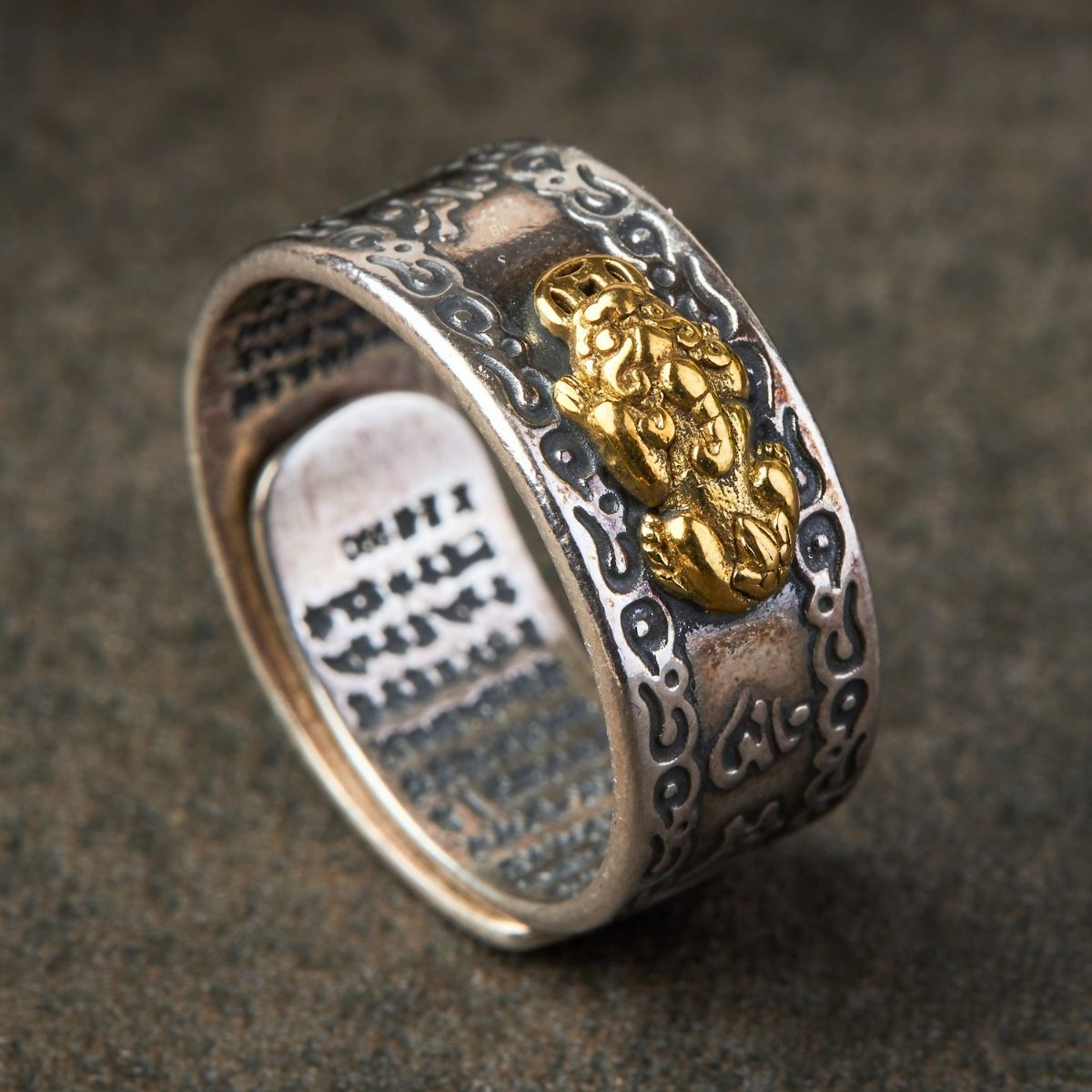 Buddha & Karma Feng Shui Pixiu Mantra Ring - Wealth & Protection