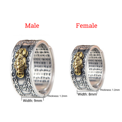 Buddha & Karma Feng Shui Pixiu Mantra Ring - Wealth & Protection