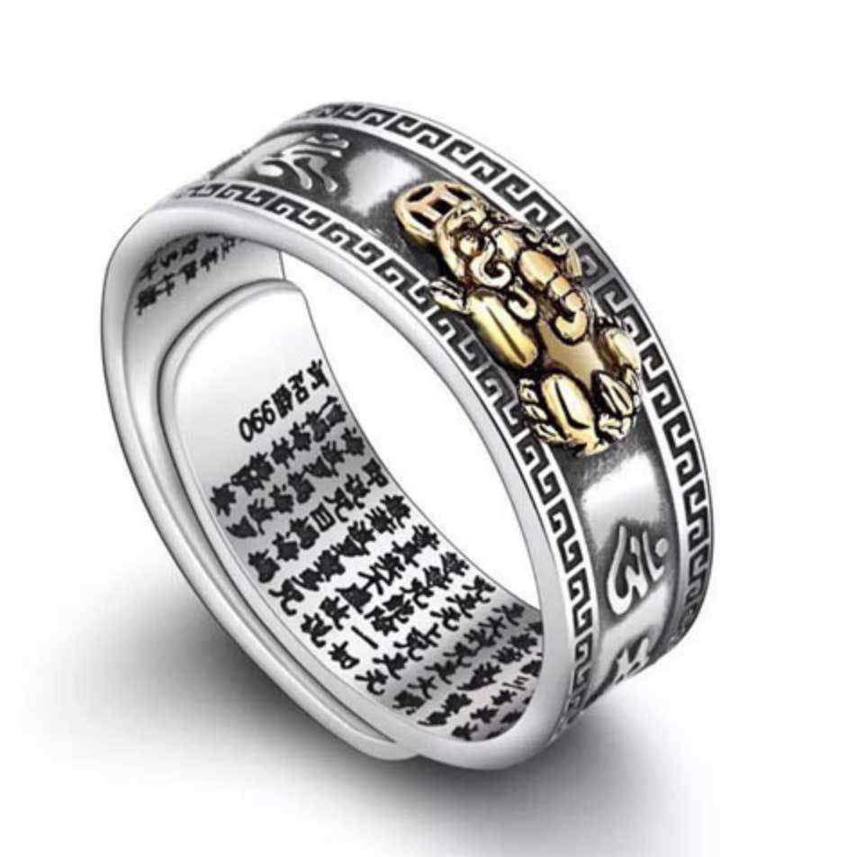 Buddha & Karma Feng Shui Pixiu Mantra Ring - Wealth & Protection