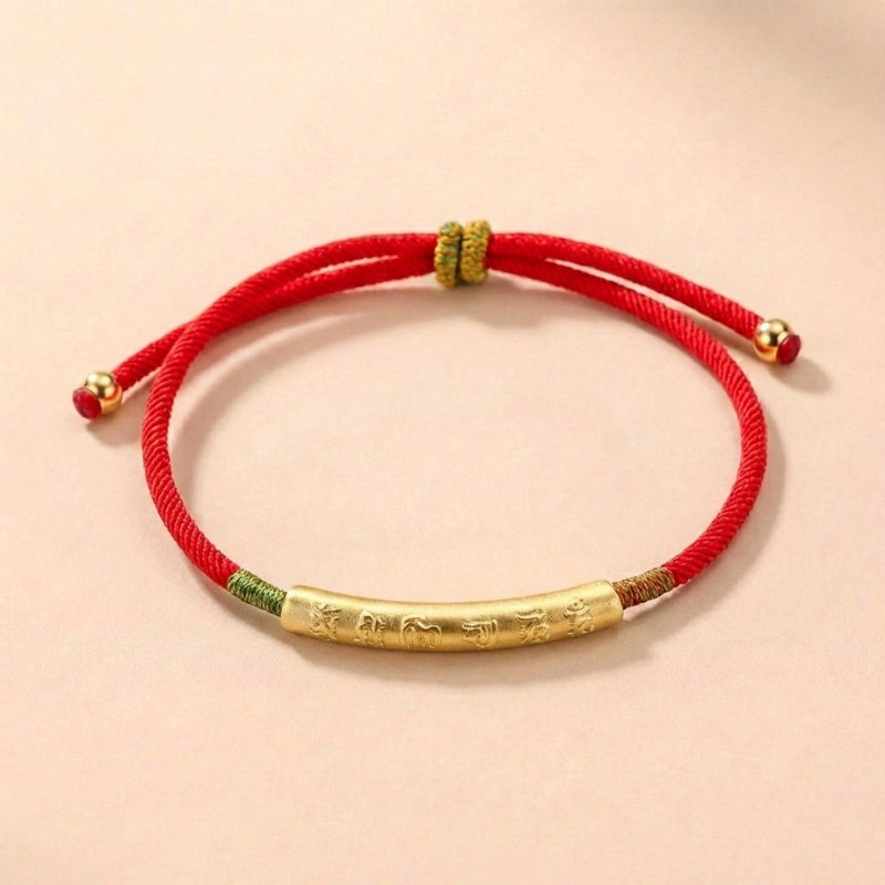 Buddha & Karma Tibetan Red String Bracelet - Buddhist Lucky Charm