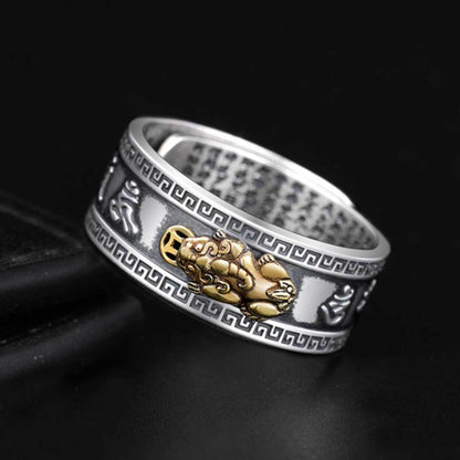 Buddha & Karma Feng Shui Pixiu Mantra Ring - Wealth & Protection